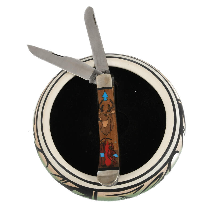 Native Buck Pocket Knife and Display Pot-5