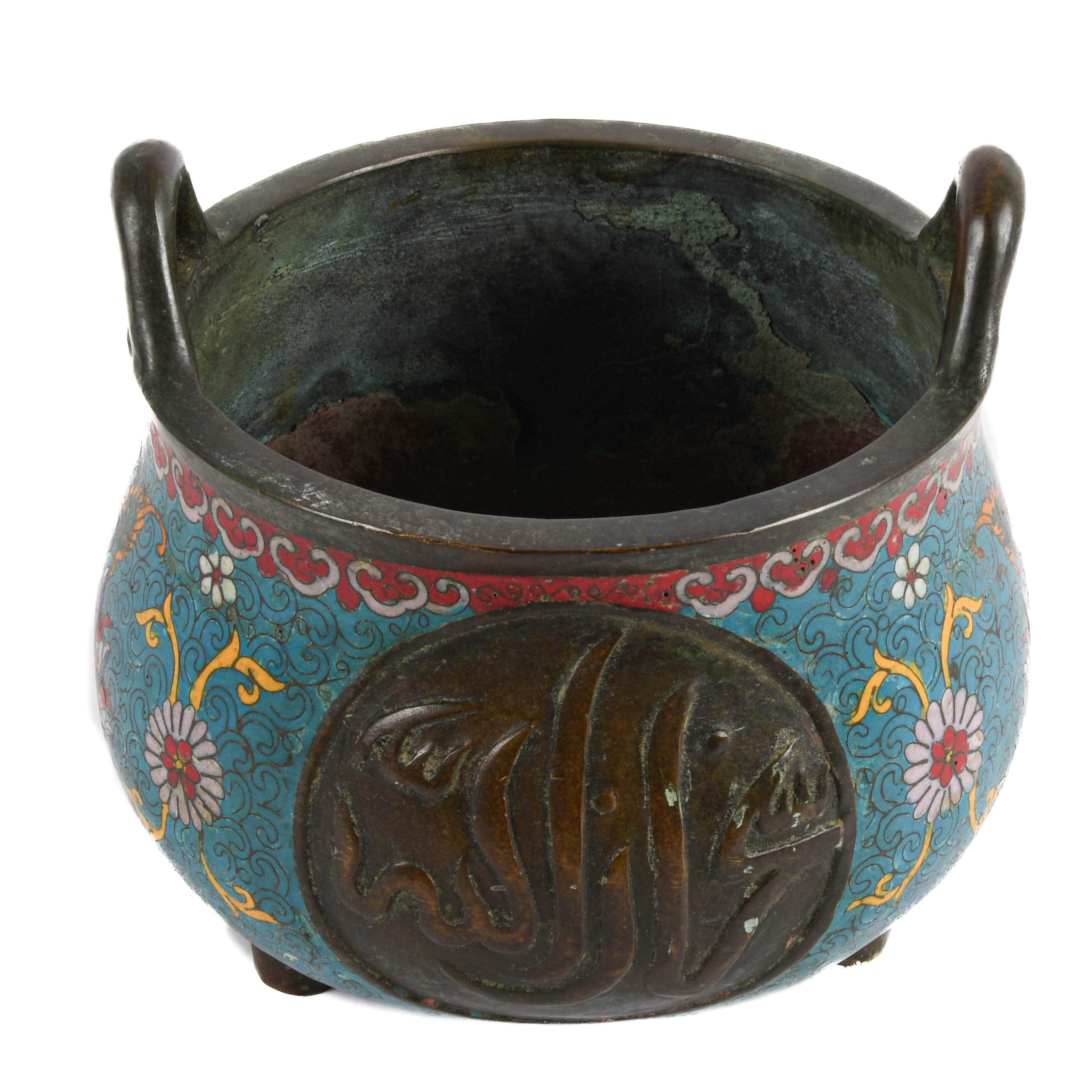 Chinese Cloisonné "Islamic Market" Enamel Ormolu Vase-3