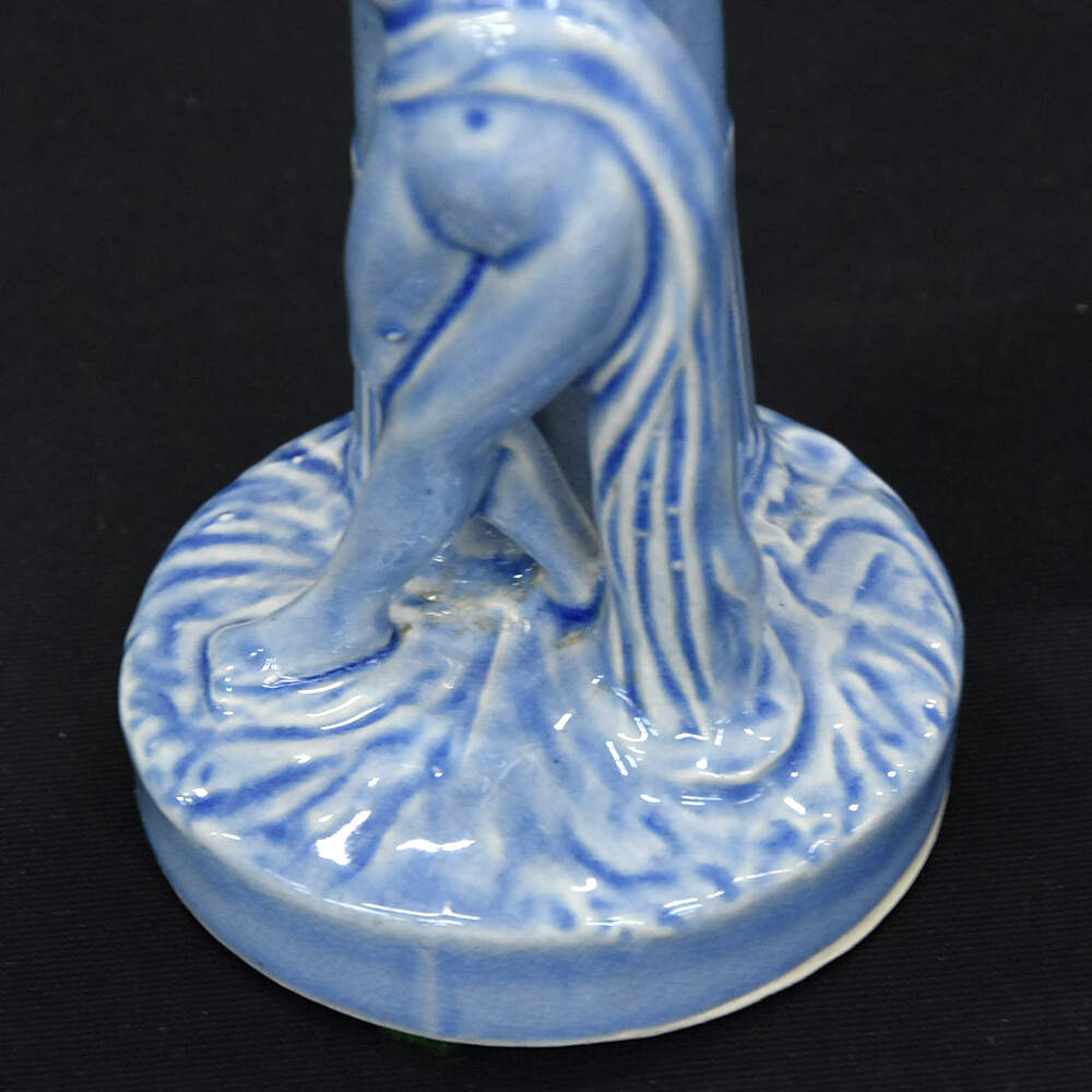 Art Deco Cornflower Blue Dancing Nymphs Porcelain Vases-8