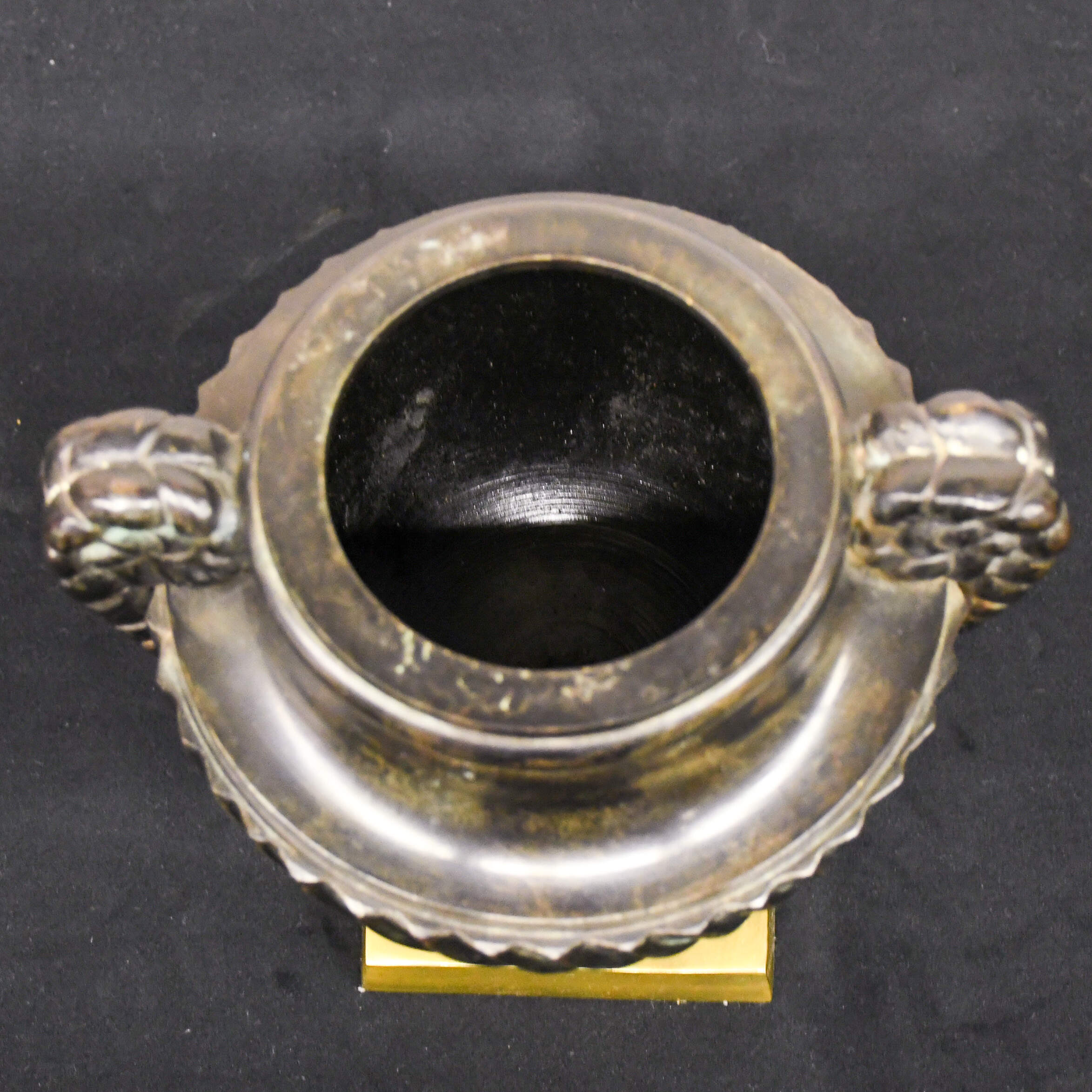 Classical Brass and Black Strigulated Covered Urn-3