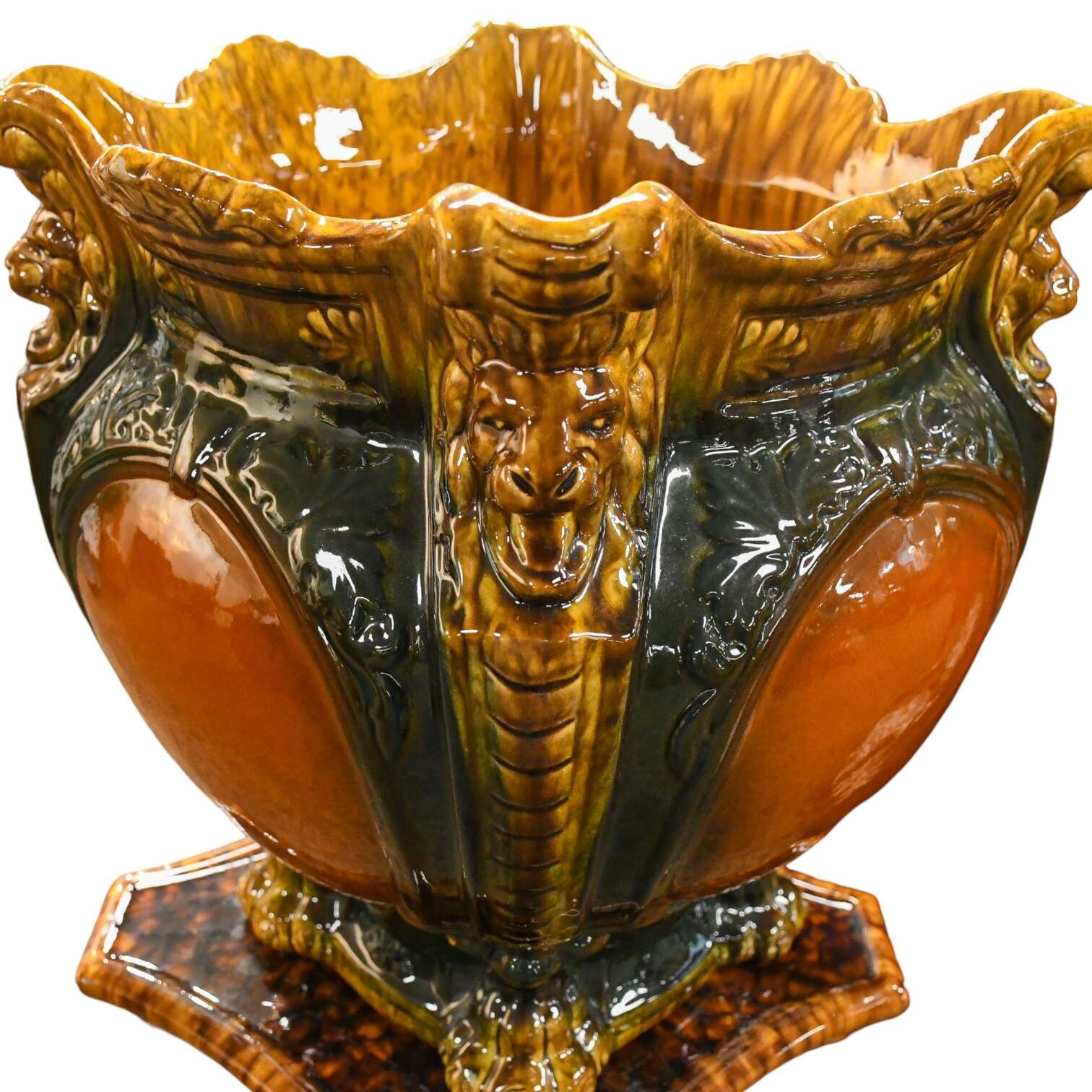 Majolica Jardinière and Pedestal Set-4