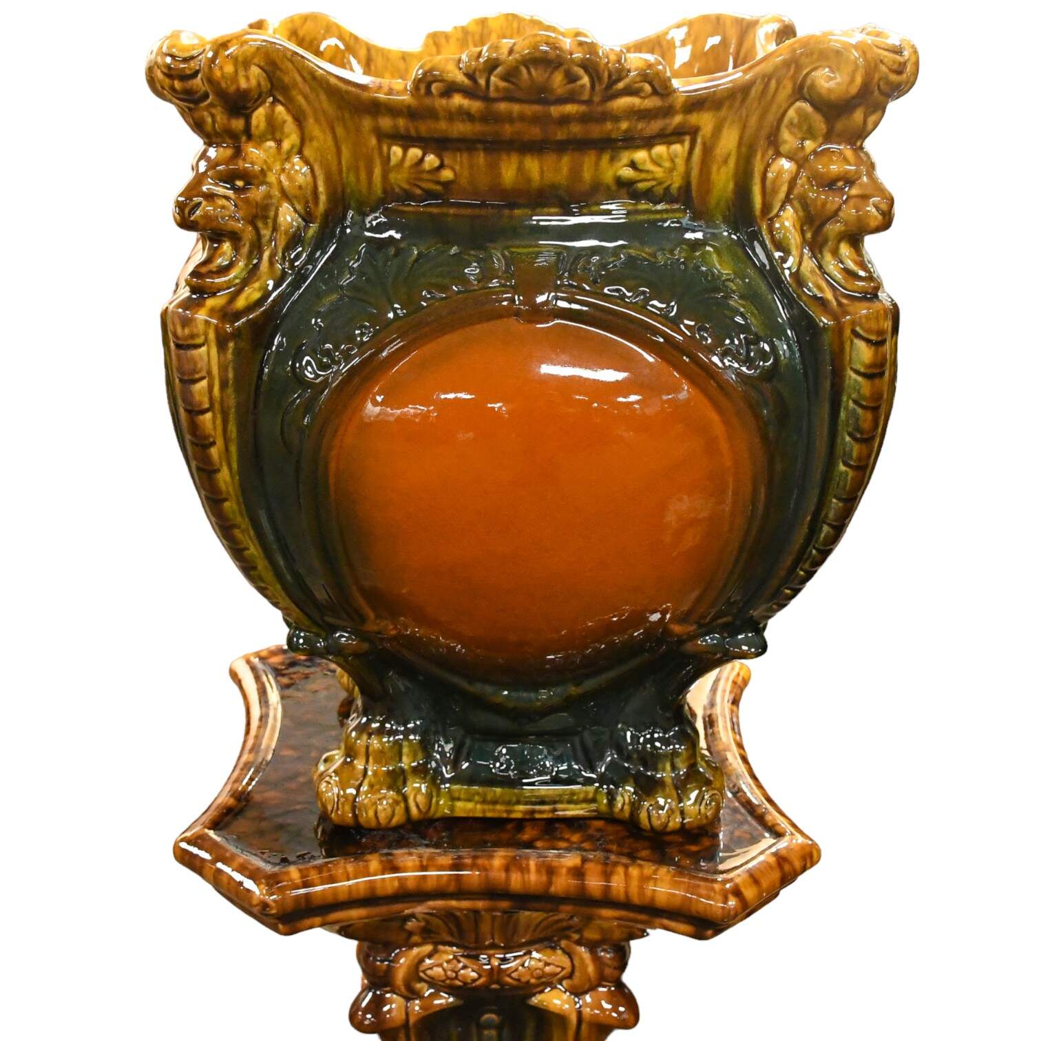 Majolica Jardinière and Pedestal Set-3