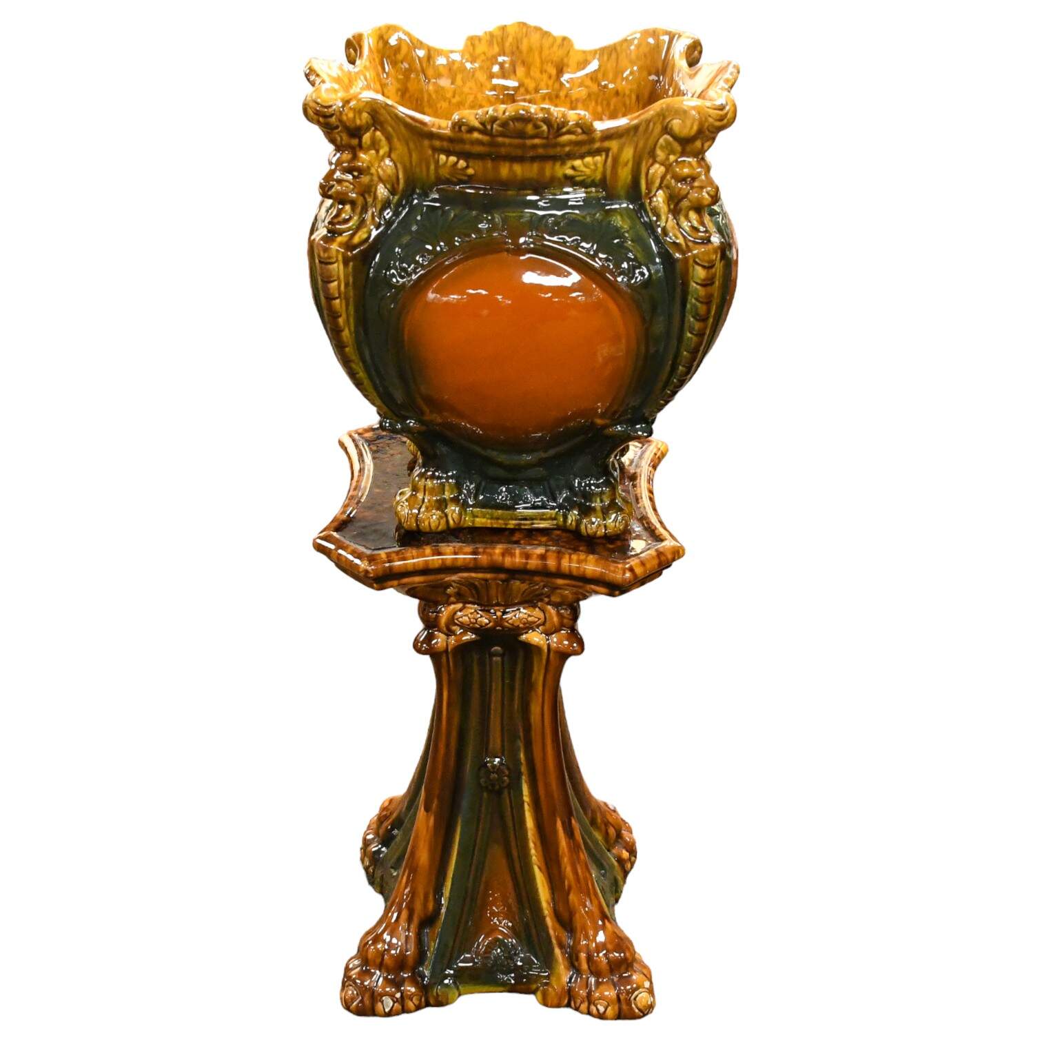 Majolica Jardinière and Pedestal Set-2