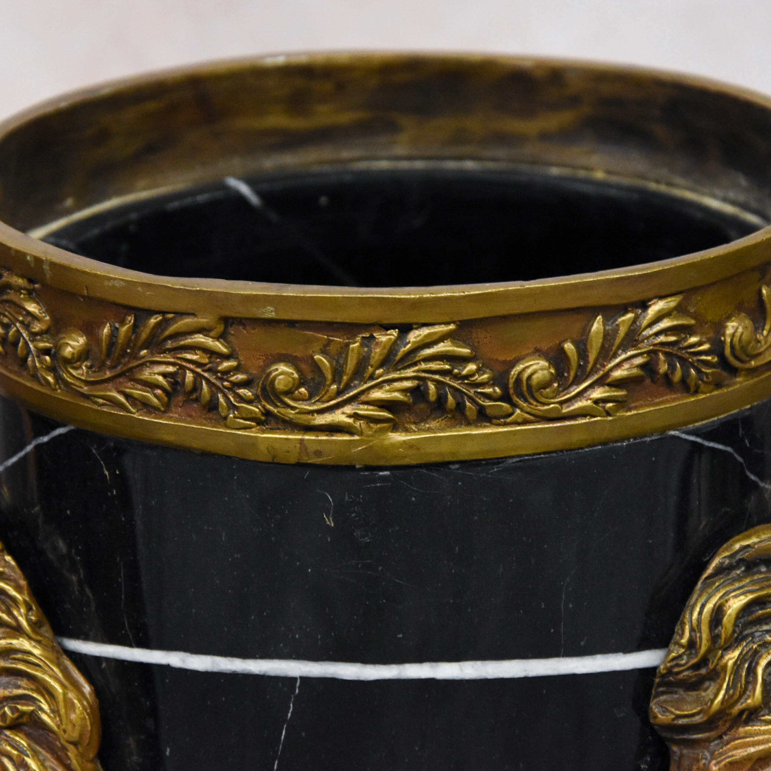 Bronze and Black Marble Lion Urn-6