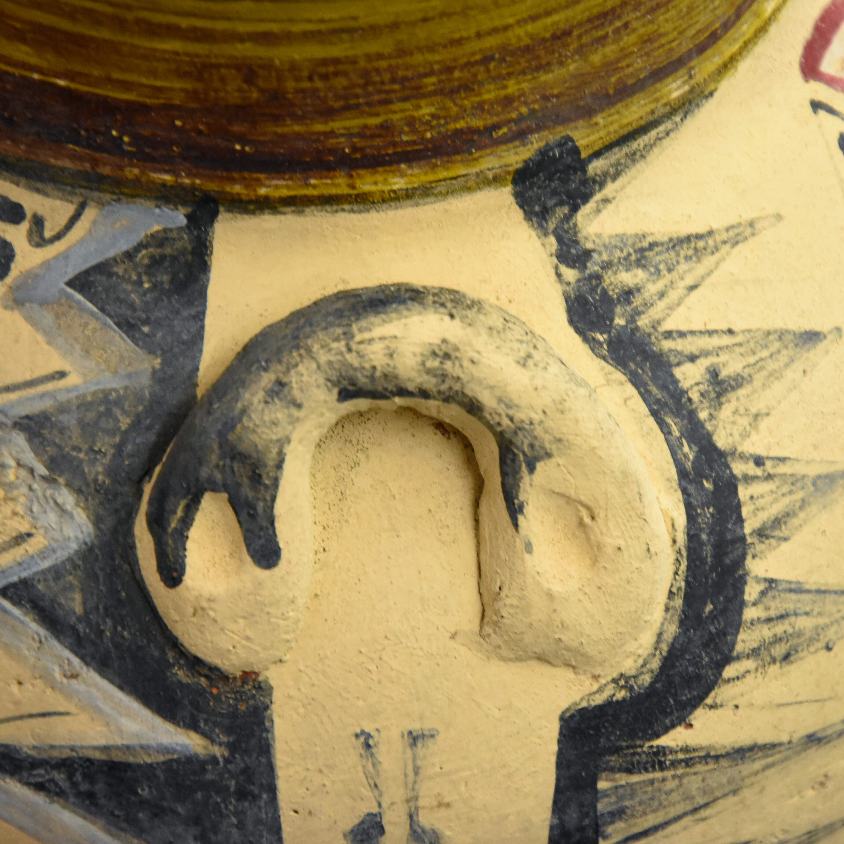 Aztec Style Painted Two-Handled Pot-8