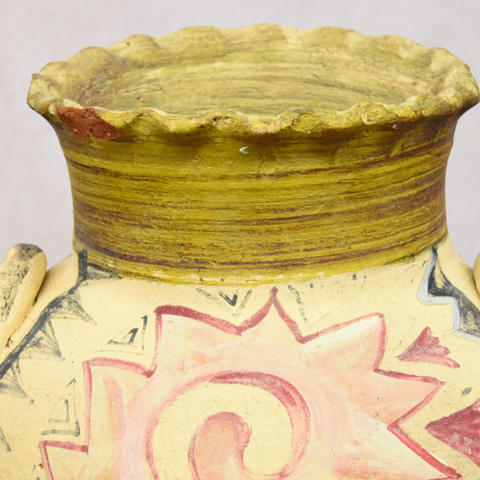 Aztec Style Painted Two-Handled Pot-4