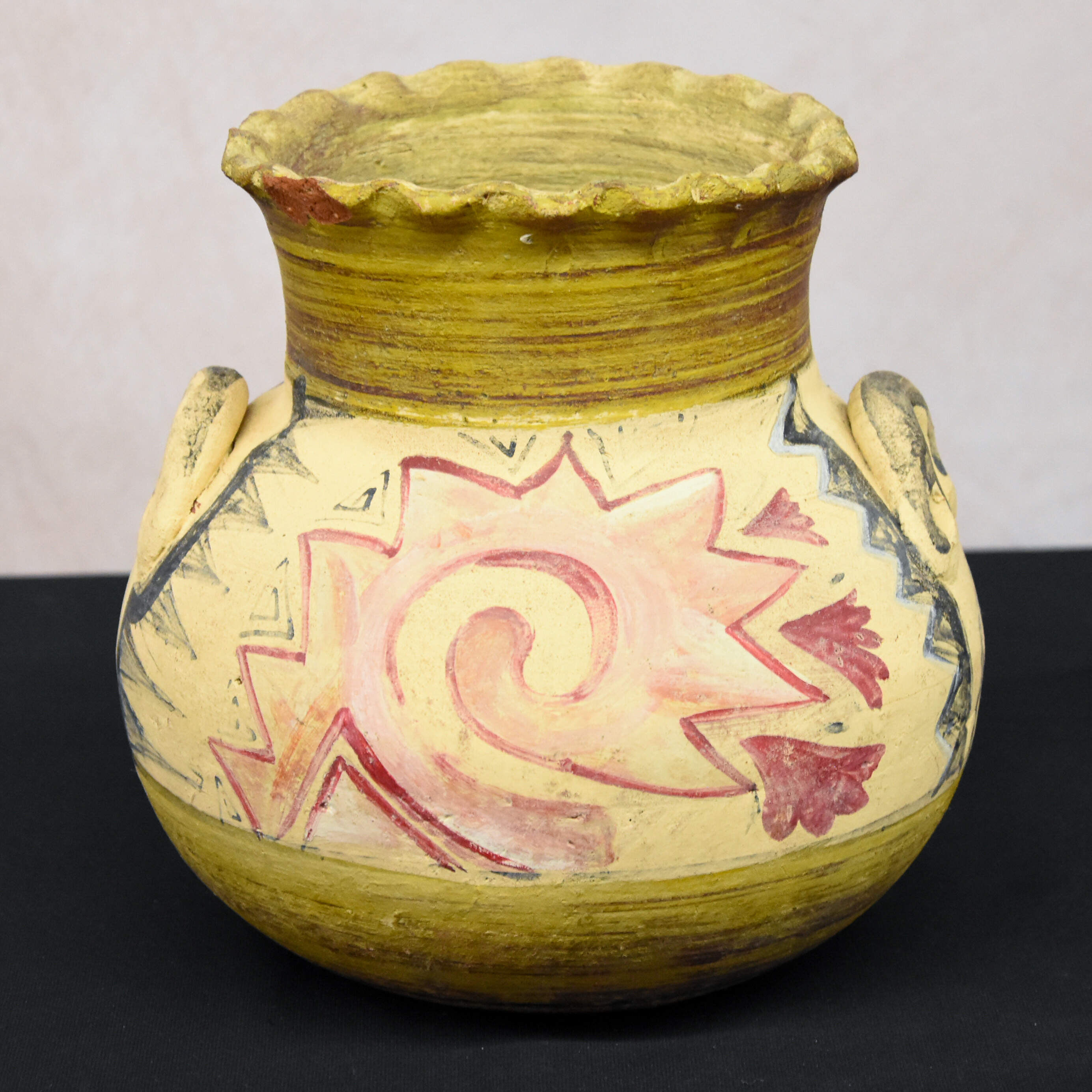 Aztec Style Painted Two-Handled Pot-3