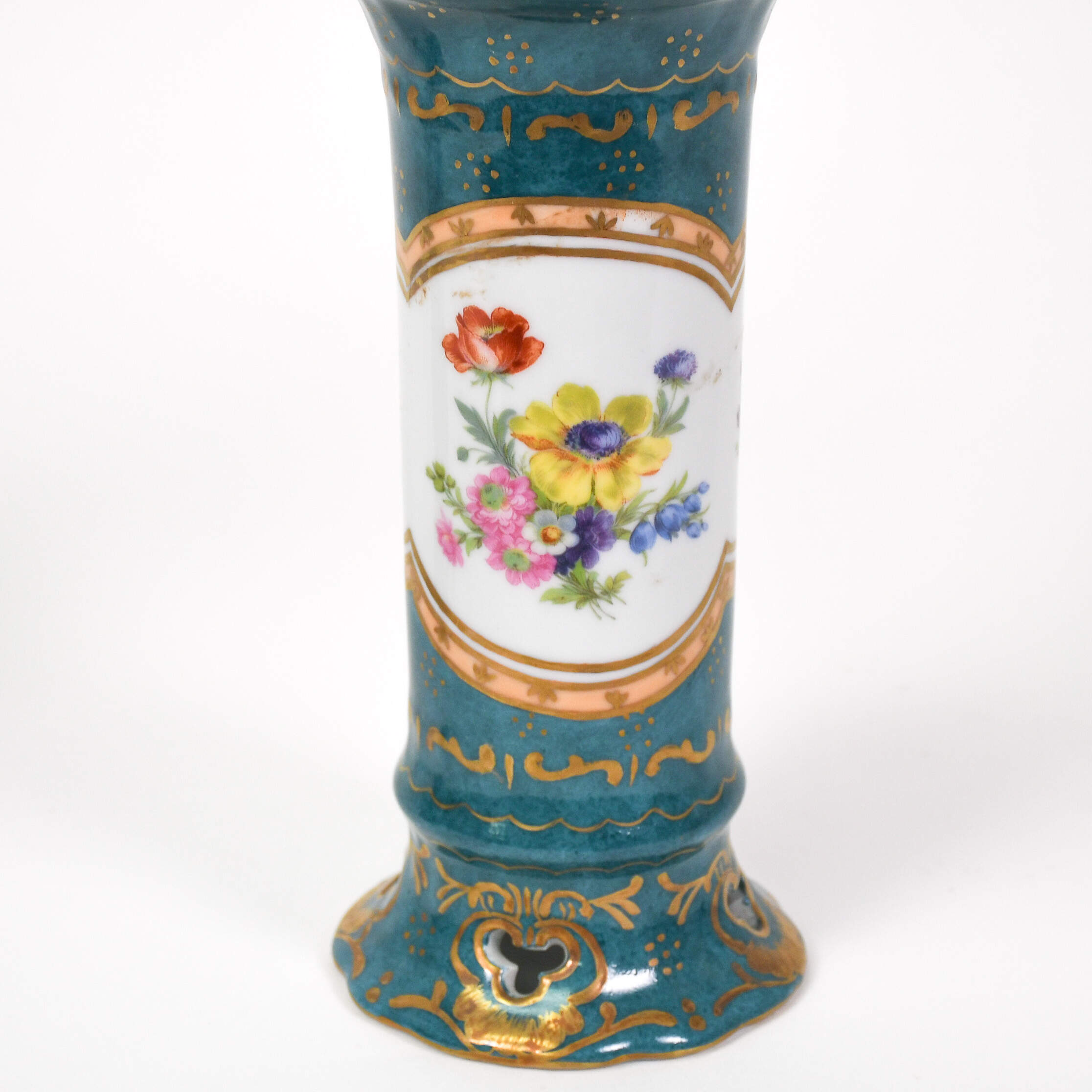 Antique Pair of Elios H.F. Peint Main Porcelain Floral Vases-7