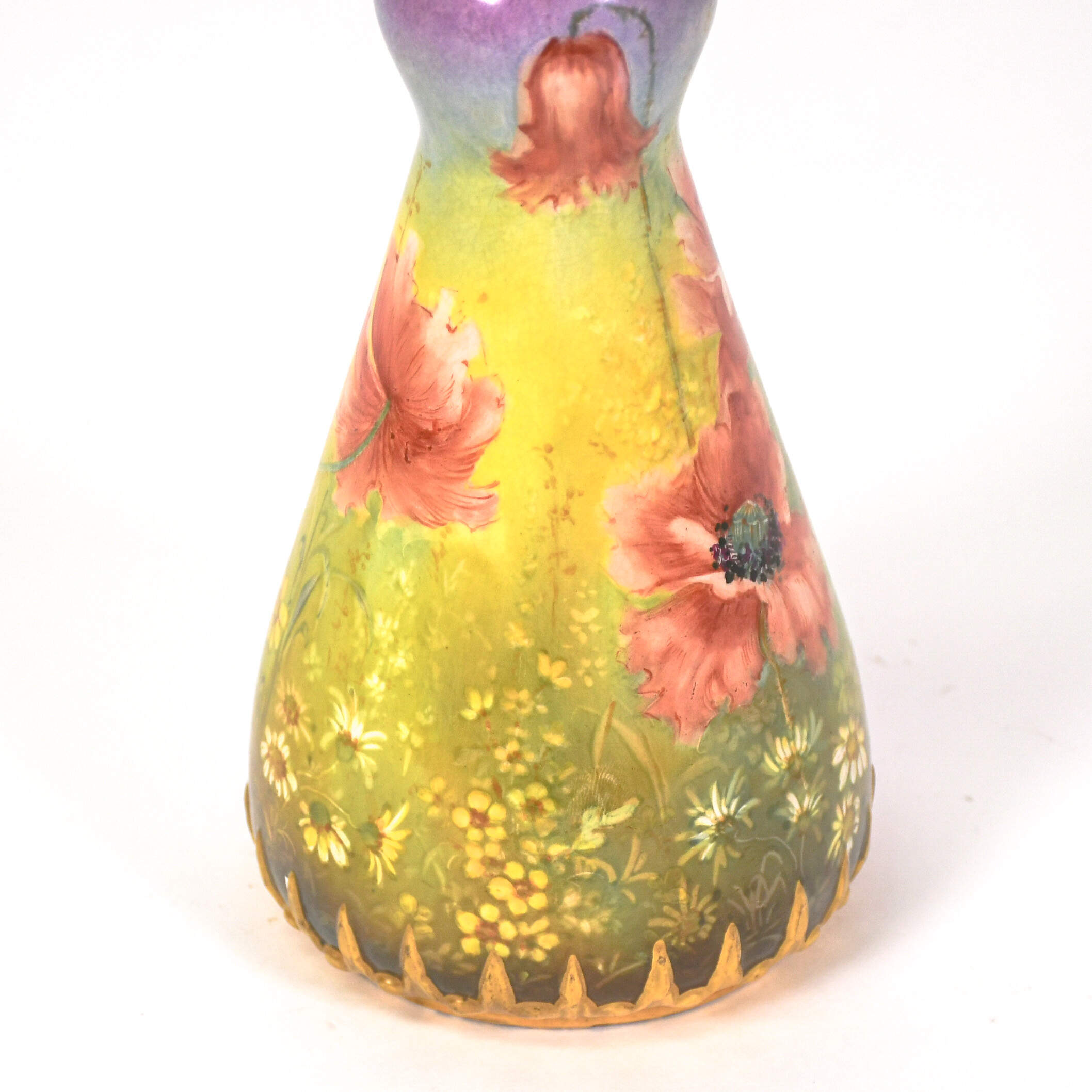 Antique Pair of Art Nouveau Royal Bonn Floral Vases-5