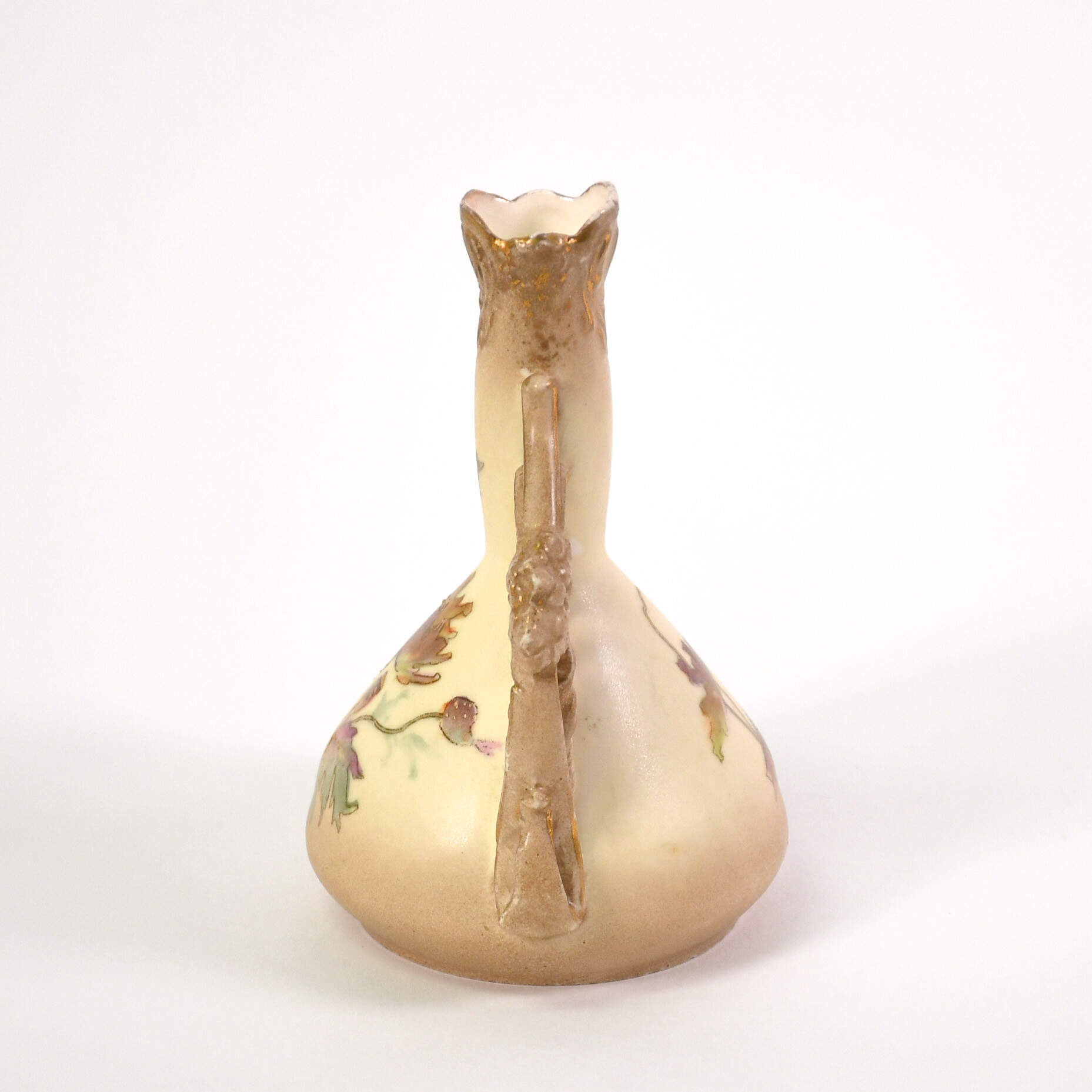 Antique Art Nouveau Ernst Wahliss Floral Turn Teplitz Amphora Vase-4