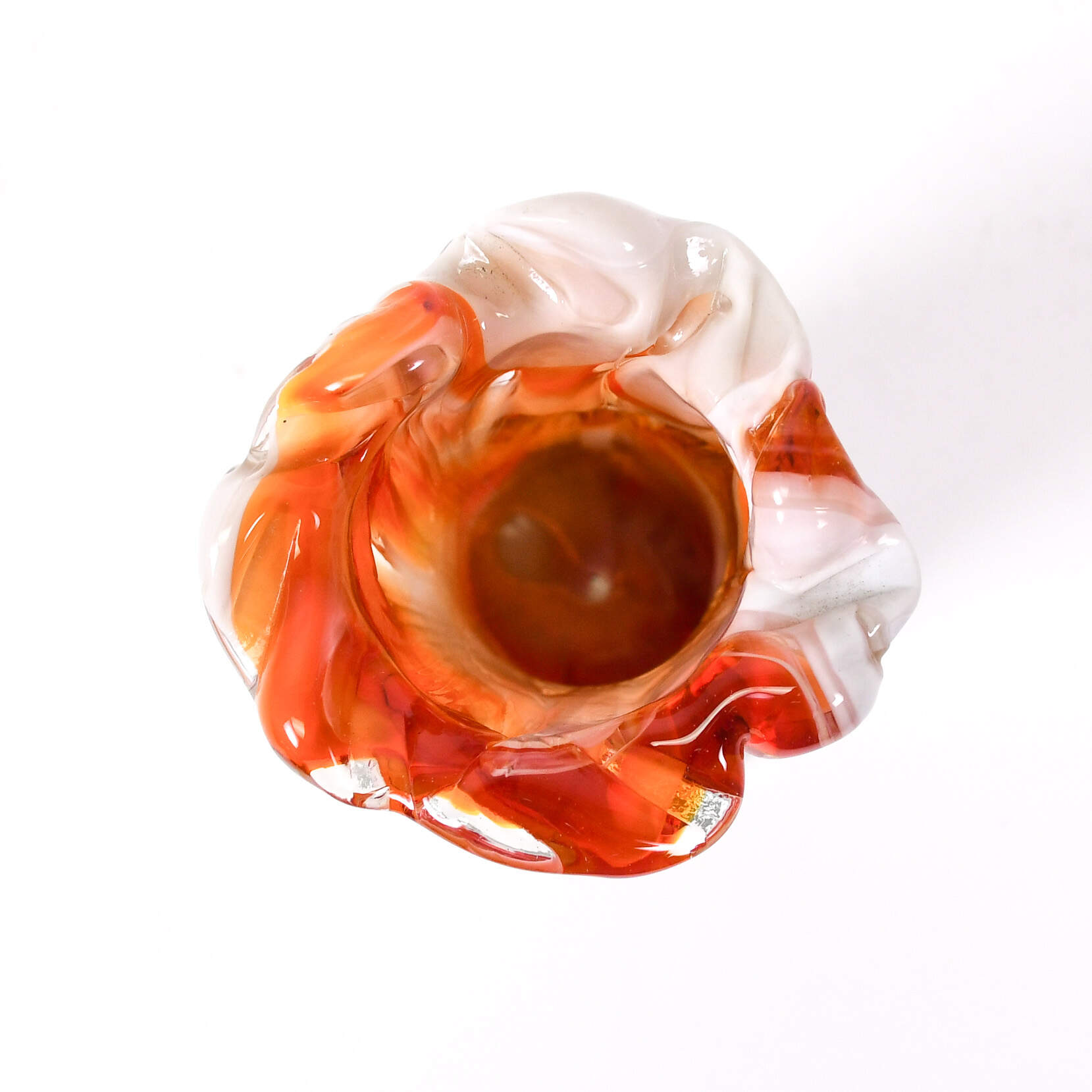 Opalescent Cadmium Murano Glass Flower Vase-8