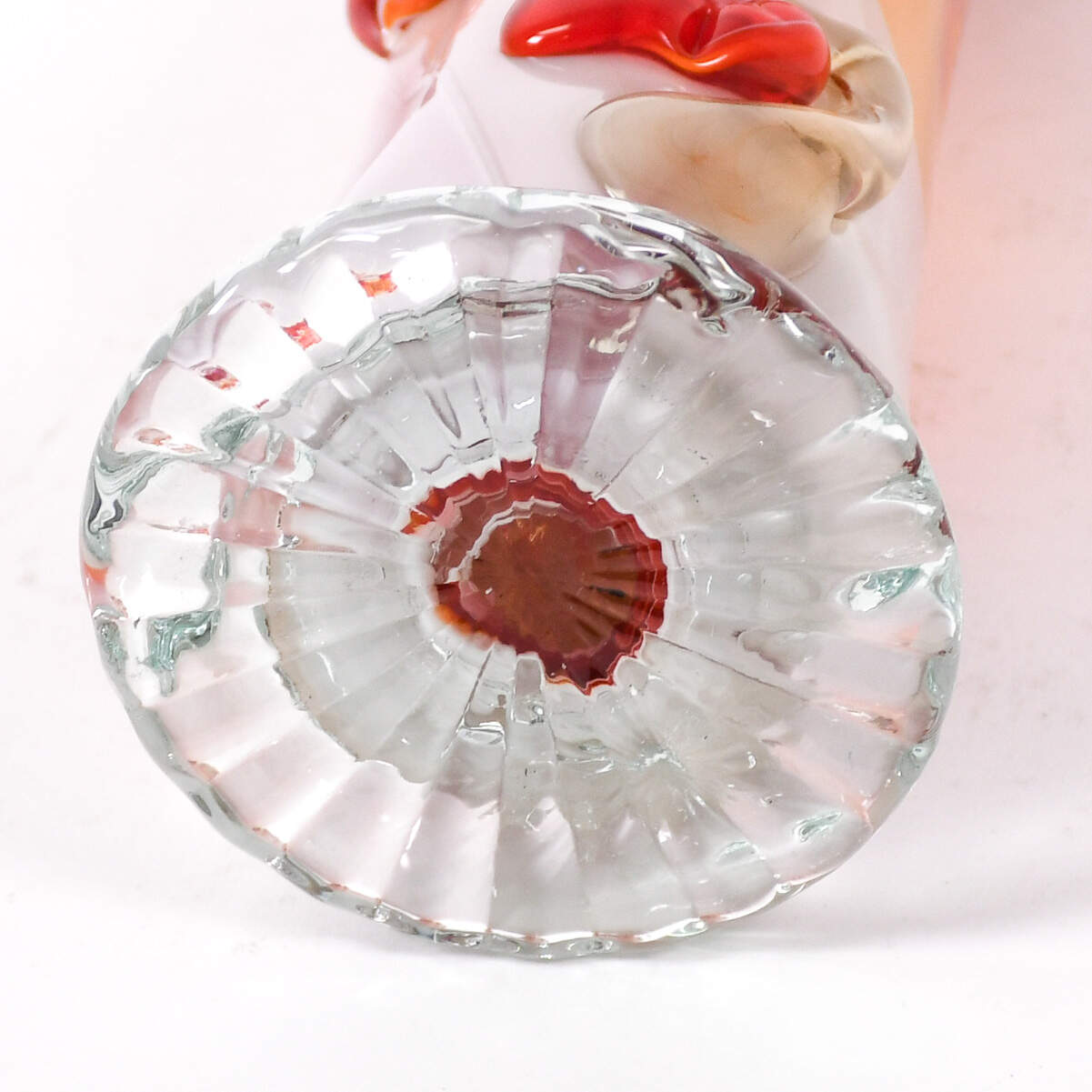 Opalescent Cadmium Murano Glass Flower Vase-7