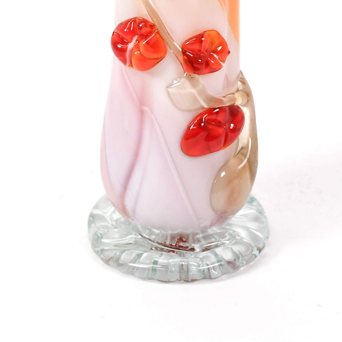 Opalescent Cadmium Murano Glass Flower Vase-6