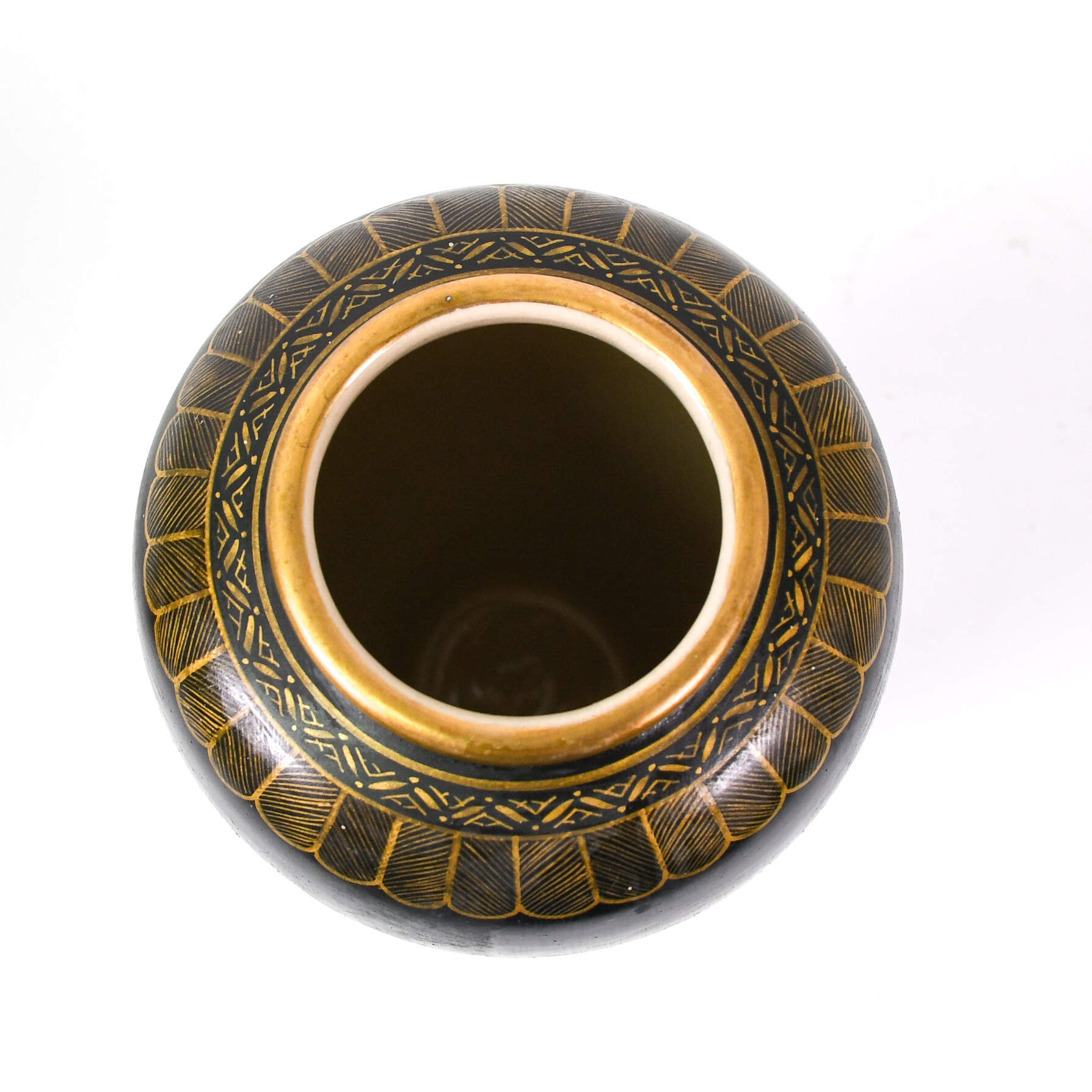 Antique Pair of Uchida Black and Gold Satsuma Vases-7