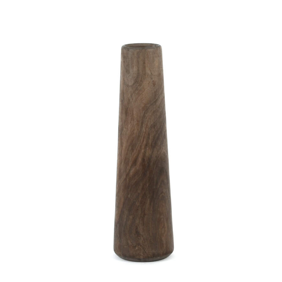 Mid-Century Modern Wood Grain Pillar Vase-2
