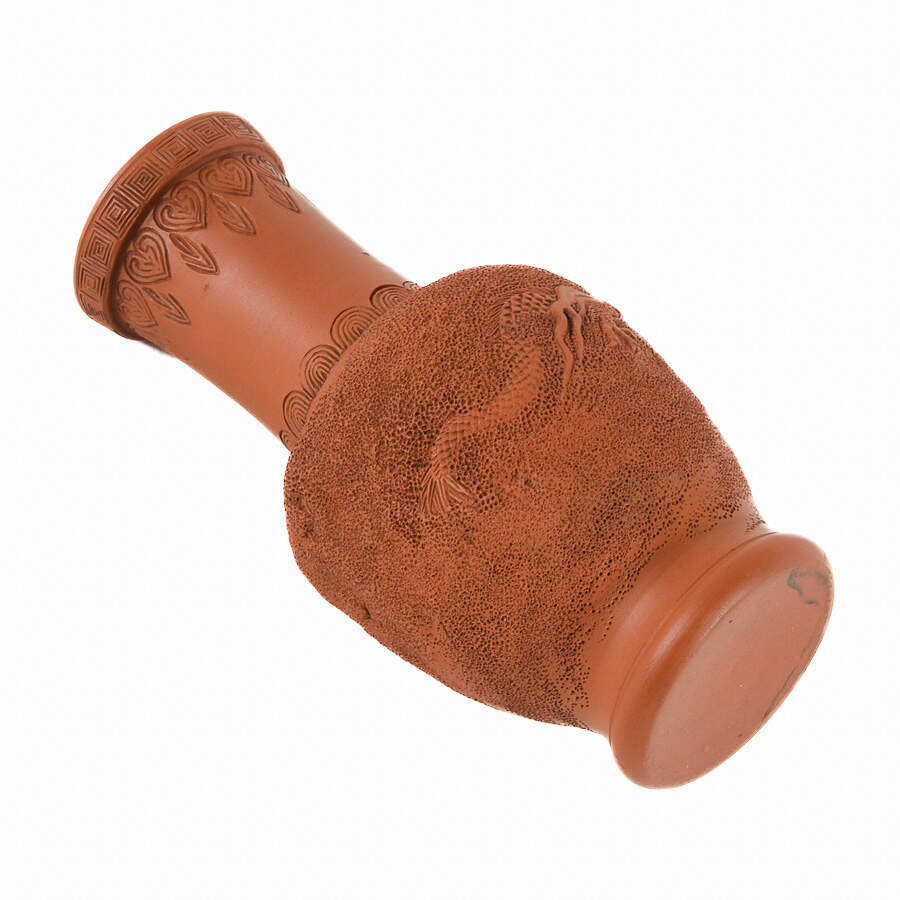 Japanese Tokoname Red Clay Dragon Vase-8