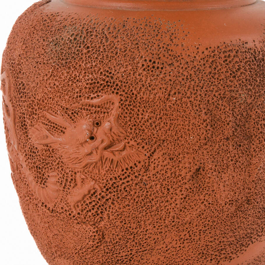 Japanese Tokoname Red Clay Dragon Vase-6