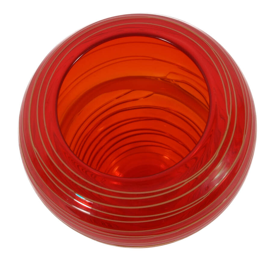 Red Swirl Art Glass Vase-3