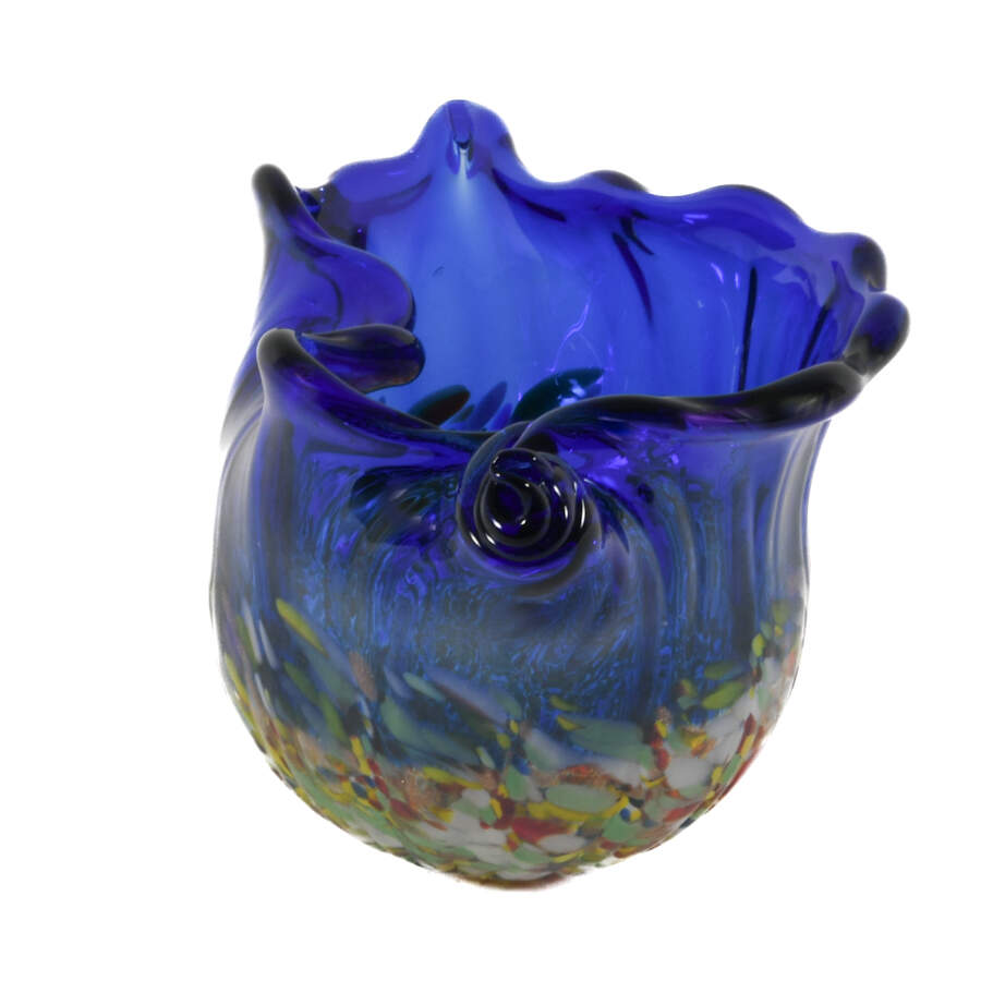 Blue Art Glass Conch Shell Centerpiece-3