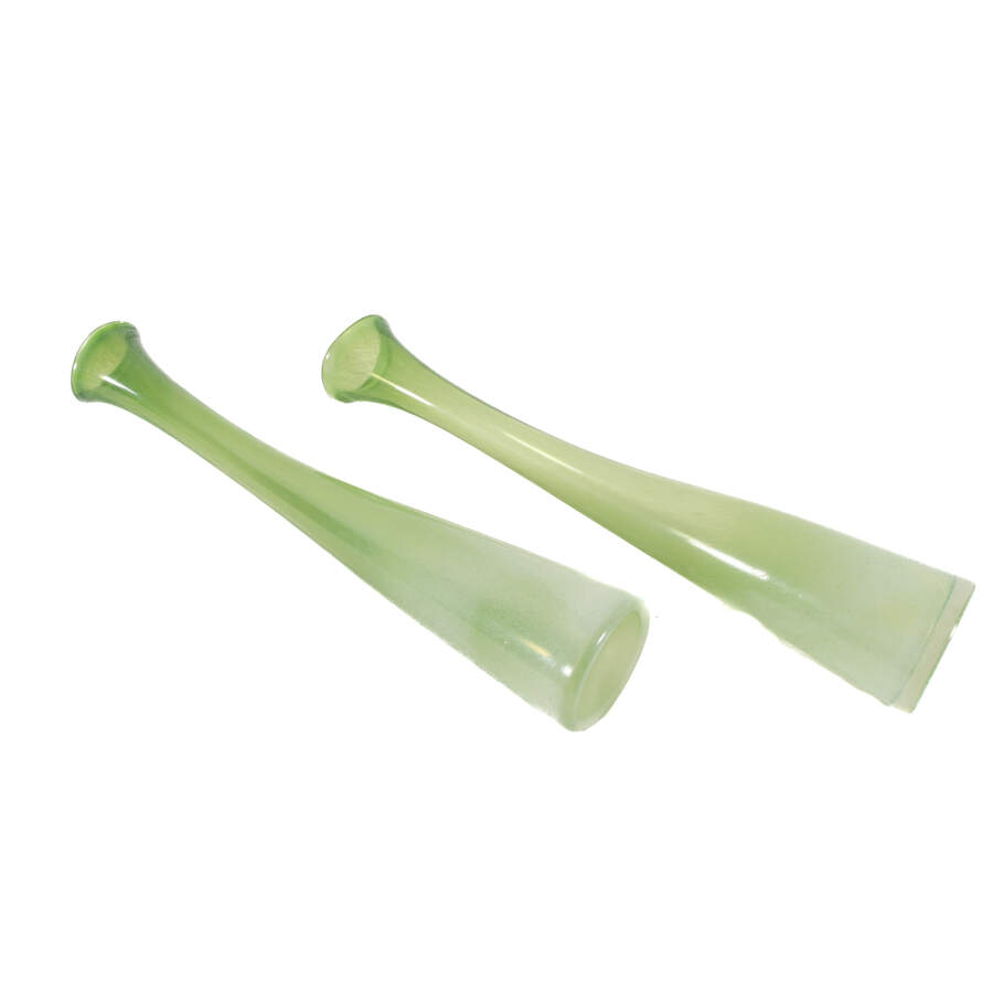 Mid-Century Modern Pair of Green Stretch Glass Vases-6