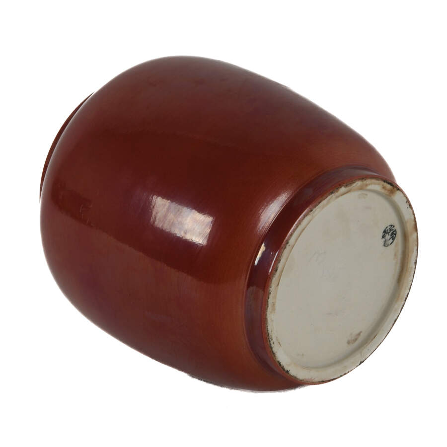 Chinese Ox Blood Vase with Geometric Rim-4