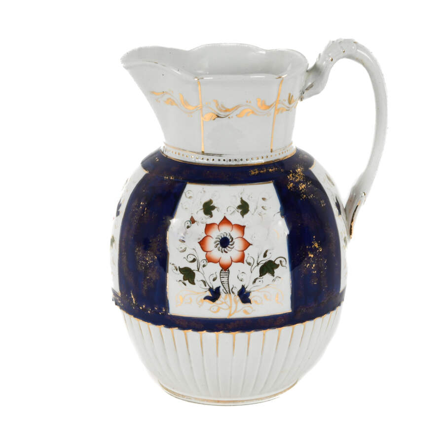 Antique Unmarked "Gaudy Welsh" Style Ewer Pitcher-1