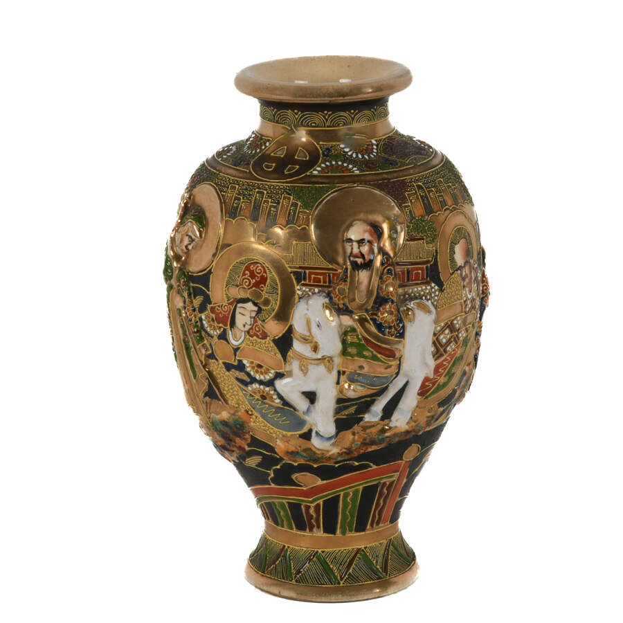 Japanese Black and Gold Satsuma Vase-1