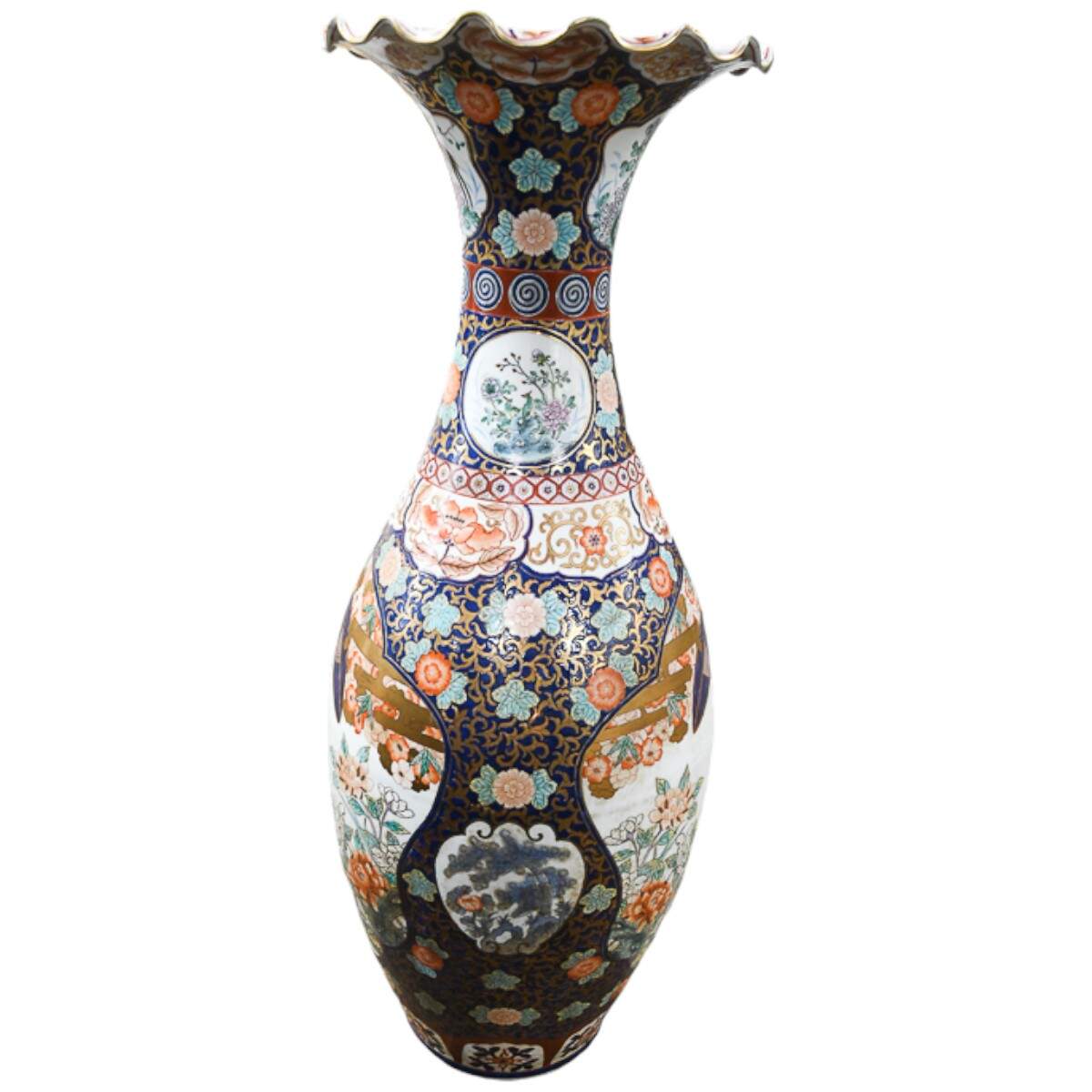 Antique Meiji Imari Ruffled Trumpet Palace Vase-4