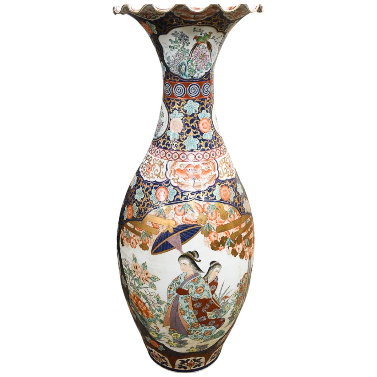 Antique Meiji Imari Ruffled Trumpet Palace Vase-2