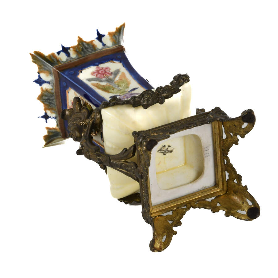 Asian Square Vase on Footed Pedestal-8