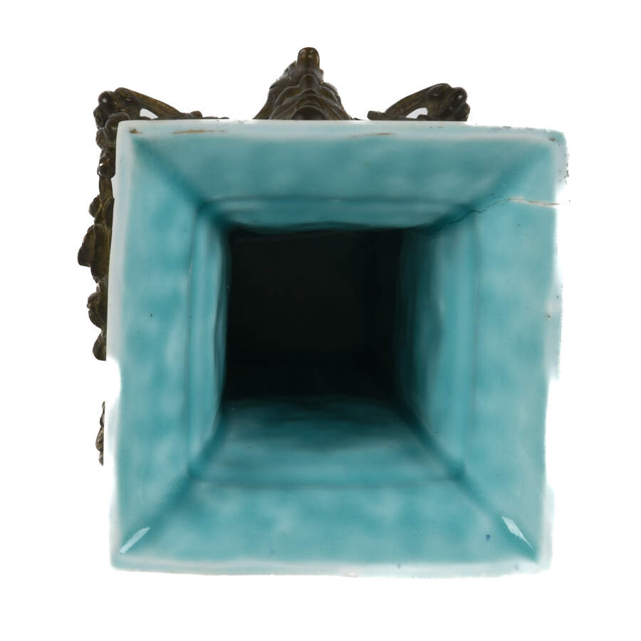 Asian Square Vase on Footed Pedestal-5
