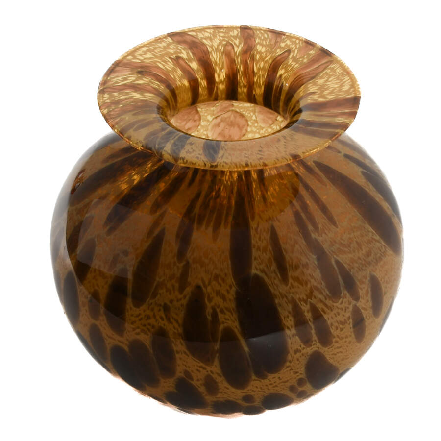 Amber and Brown Art Glass Vase-5