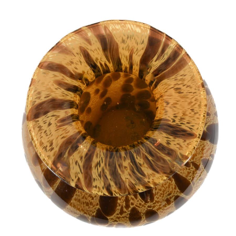 Amber and Brown Art Glass Vase-4