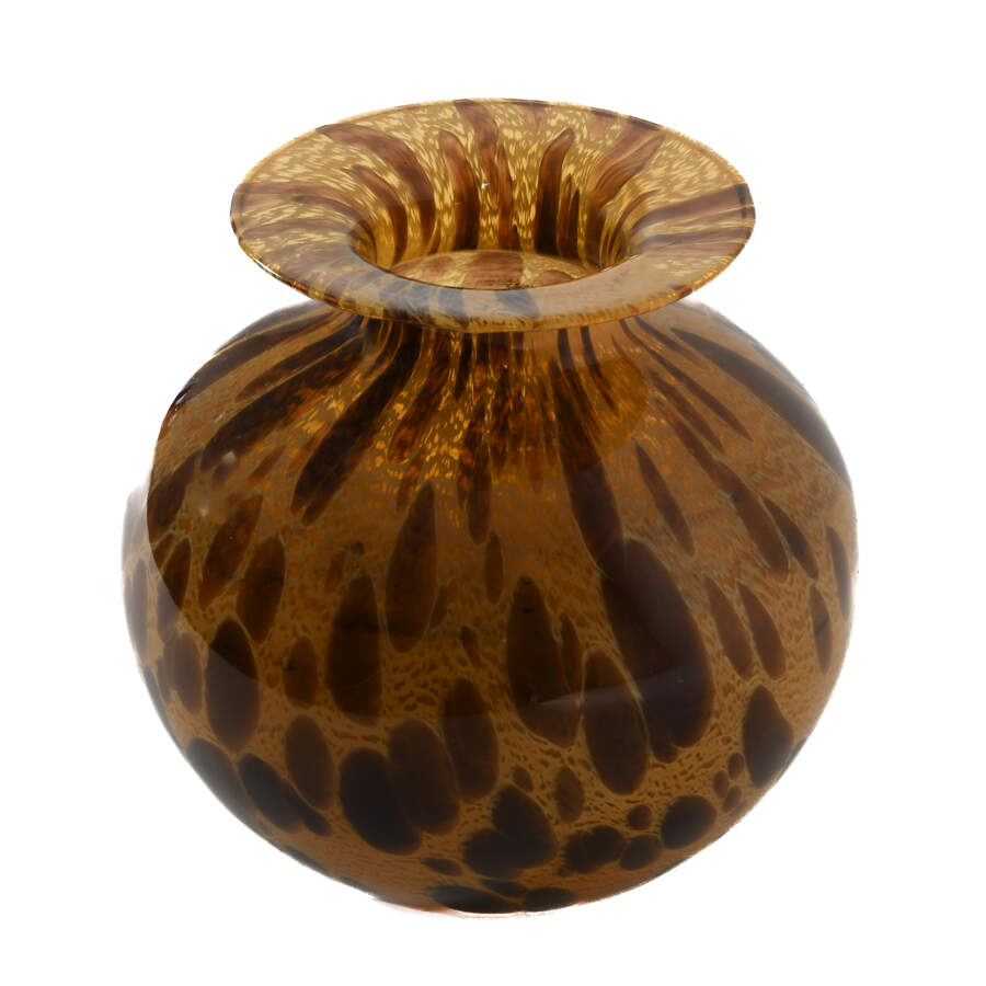 Amber and Brown Art Glass Vase-3