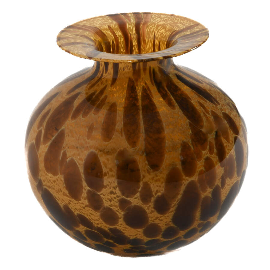 Amber and Brown Art Glass Vase-1