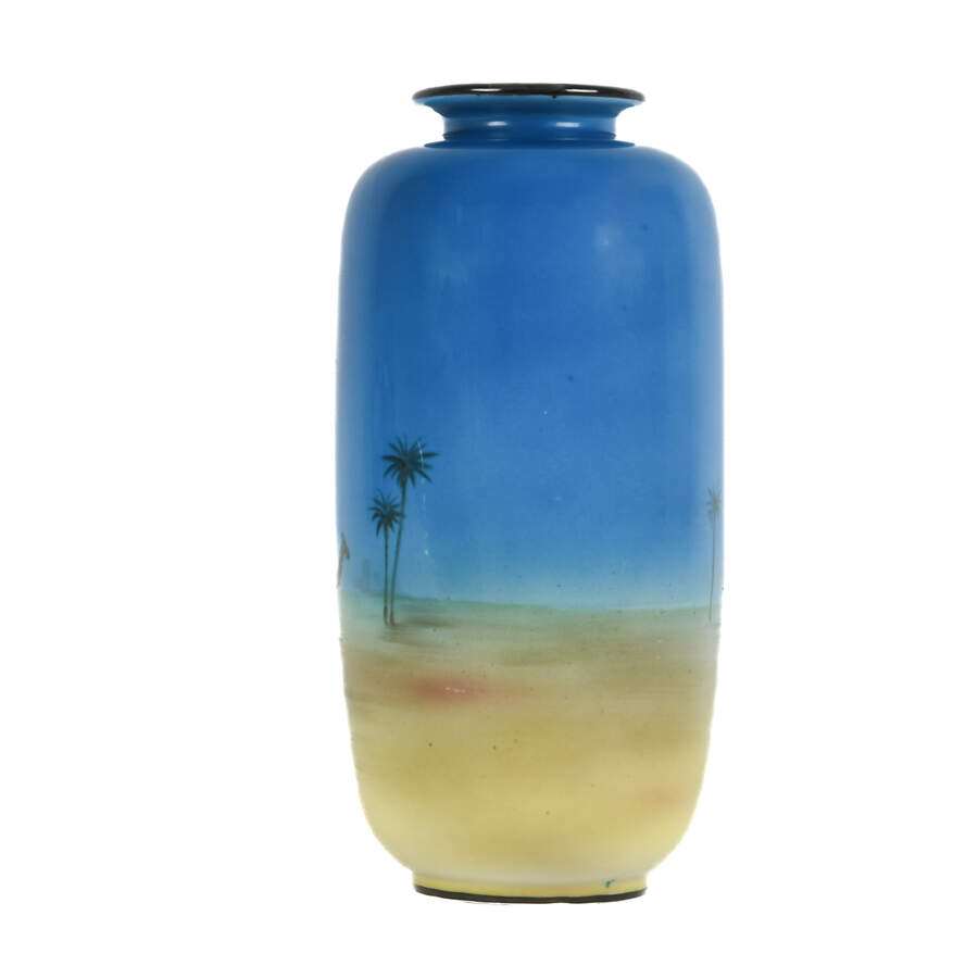Antique Noritake Hand-Painted Desert Palms Camel Scene Vase-2