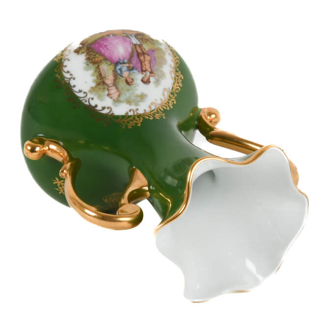 Limoges Two Handle Vase Green Garden Scene-4