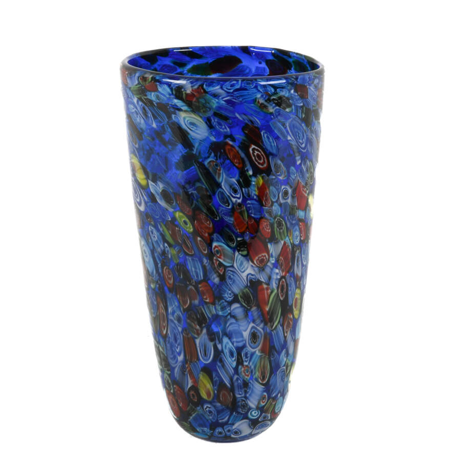 Oversized Contemporary Cobalt Millefiori Vase-1