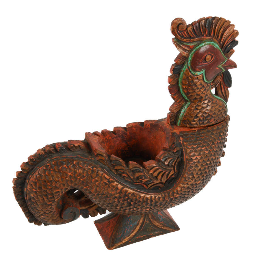 Antique Chinese Hand-Carved Wood Rooster-8