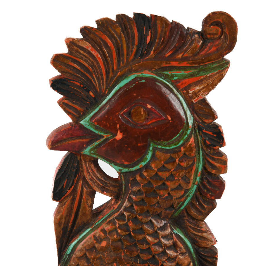 Antique Chinese Hand-Carved Wood Rooster-6