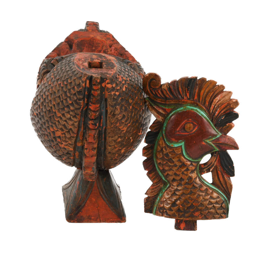 Antique Chinese Hand-Carved Wood Rooster-5