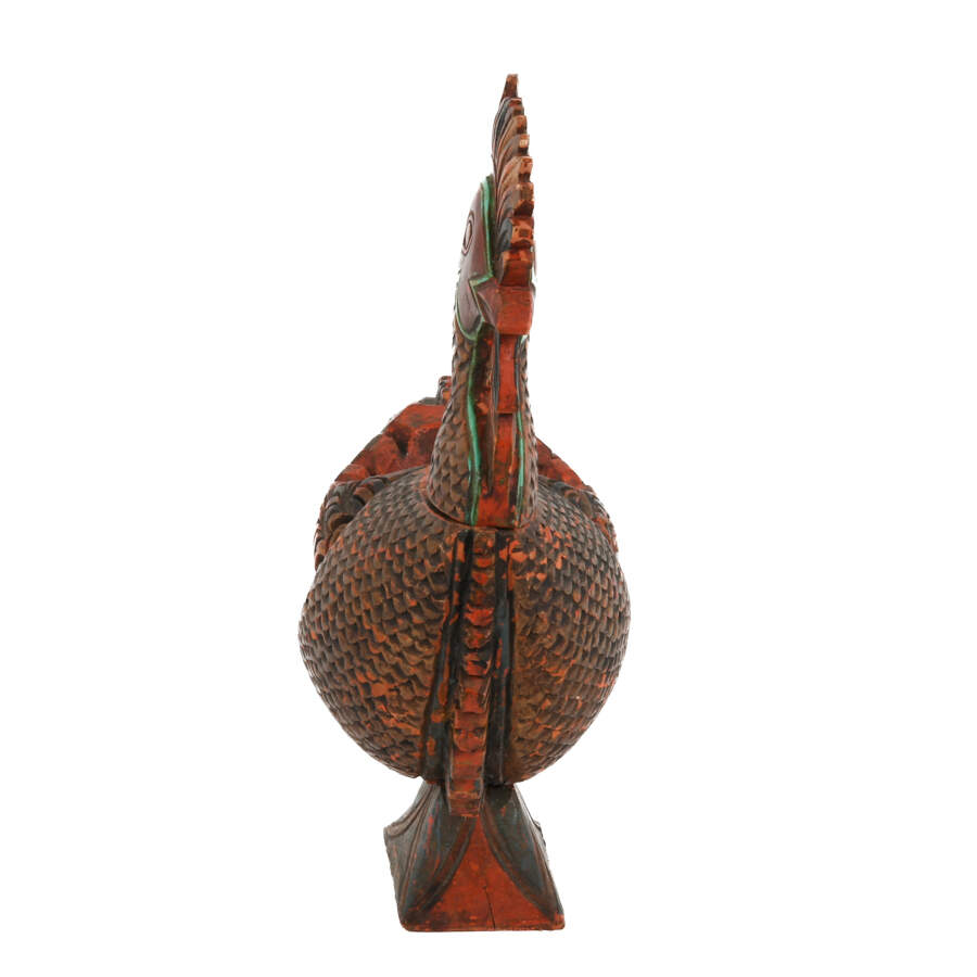 Antique Chinese Hand-Carved Wood Rooster-4