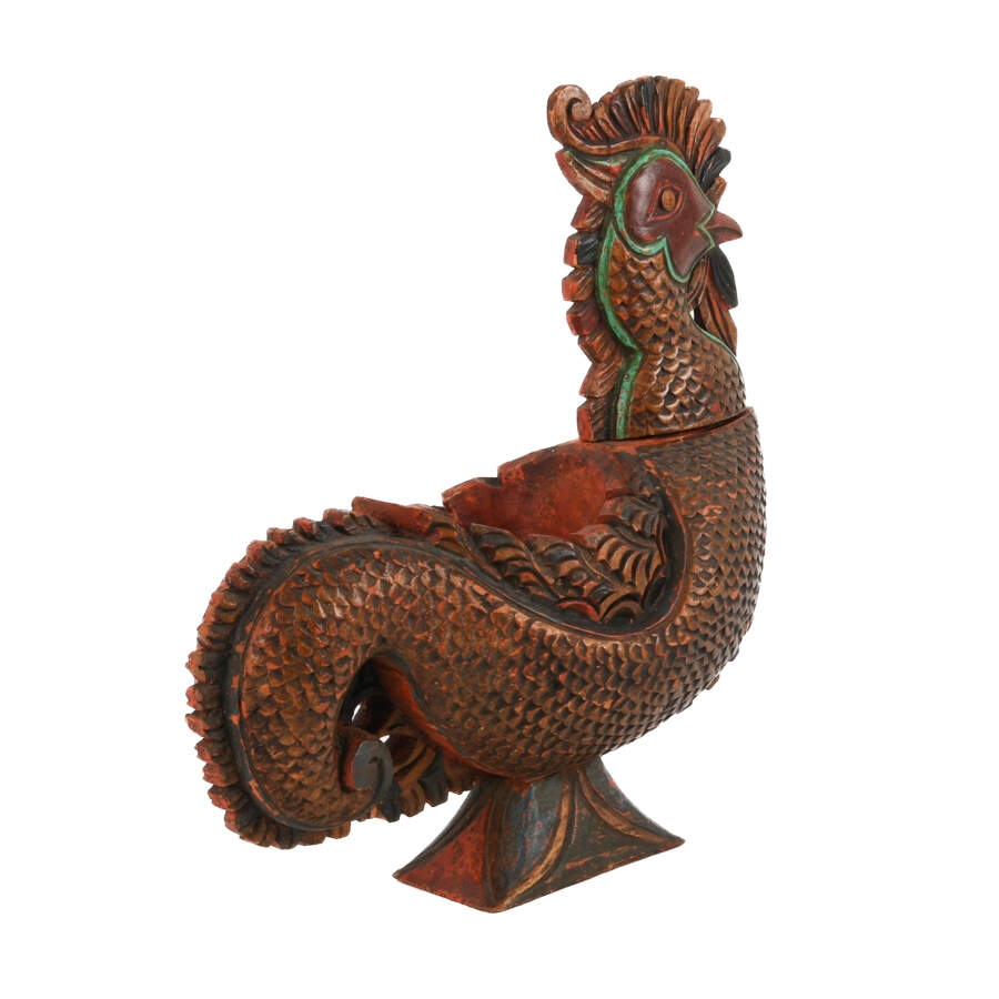 Antique Chinese Hand-Carved Wood Rooster-3