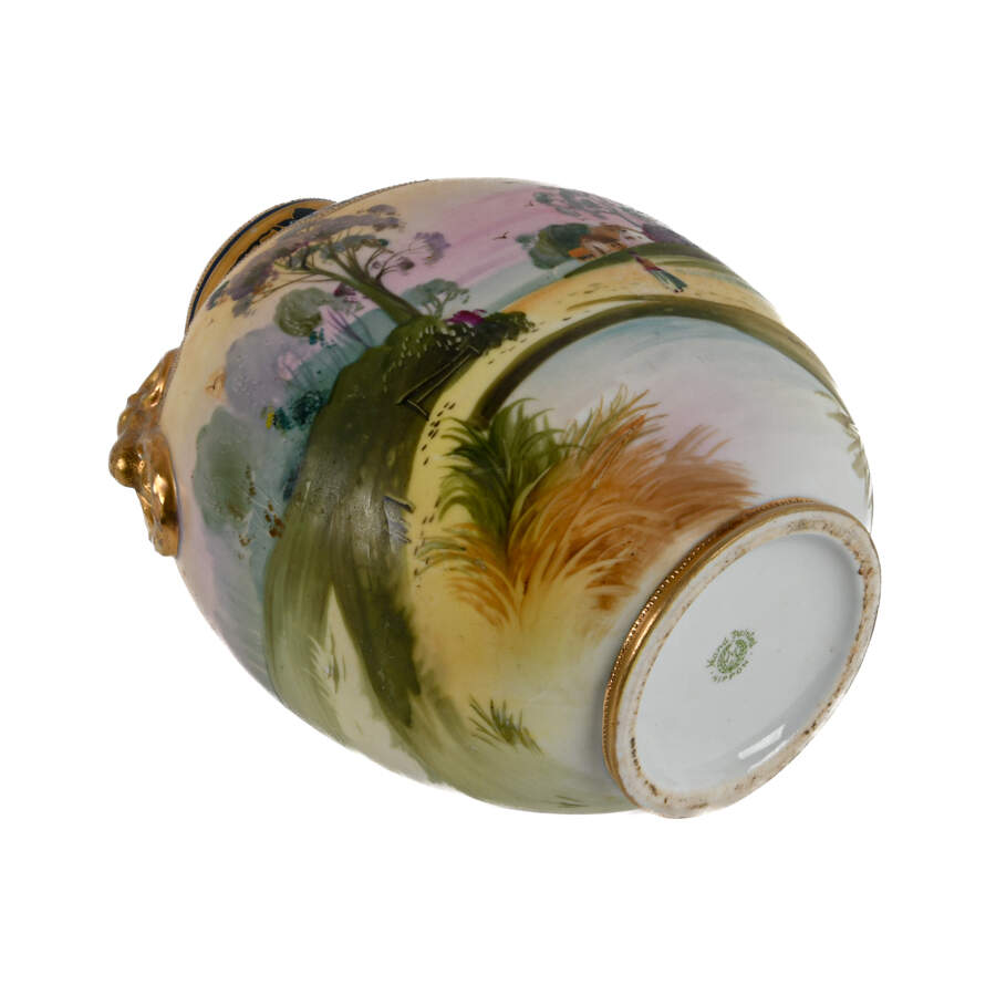 Antique Nippon Hand-Painted Two-Handled Scene Vase-9