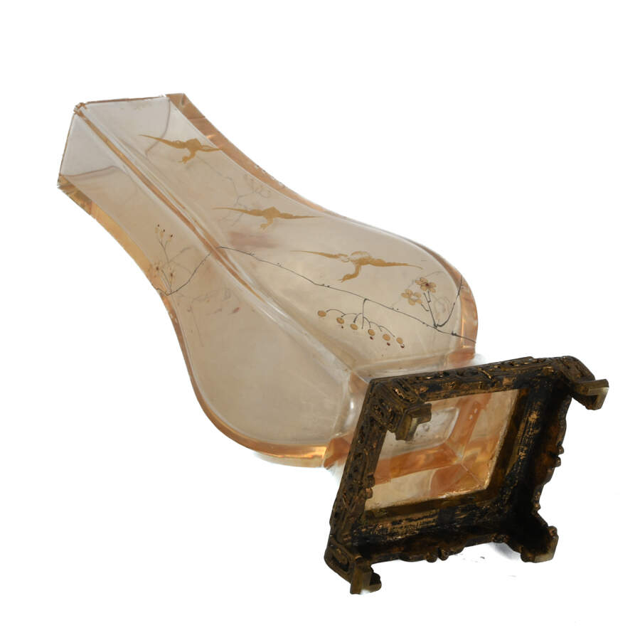 Art Glass Bird Vase on Gilt Base-8
