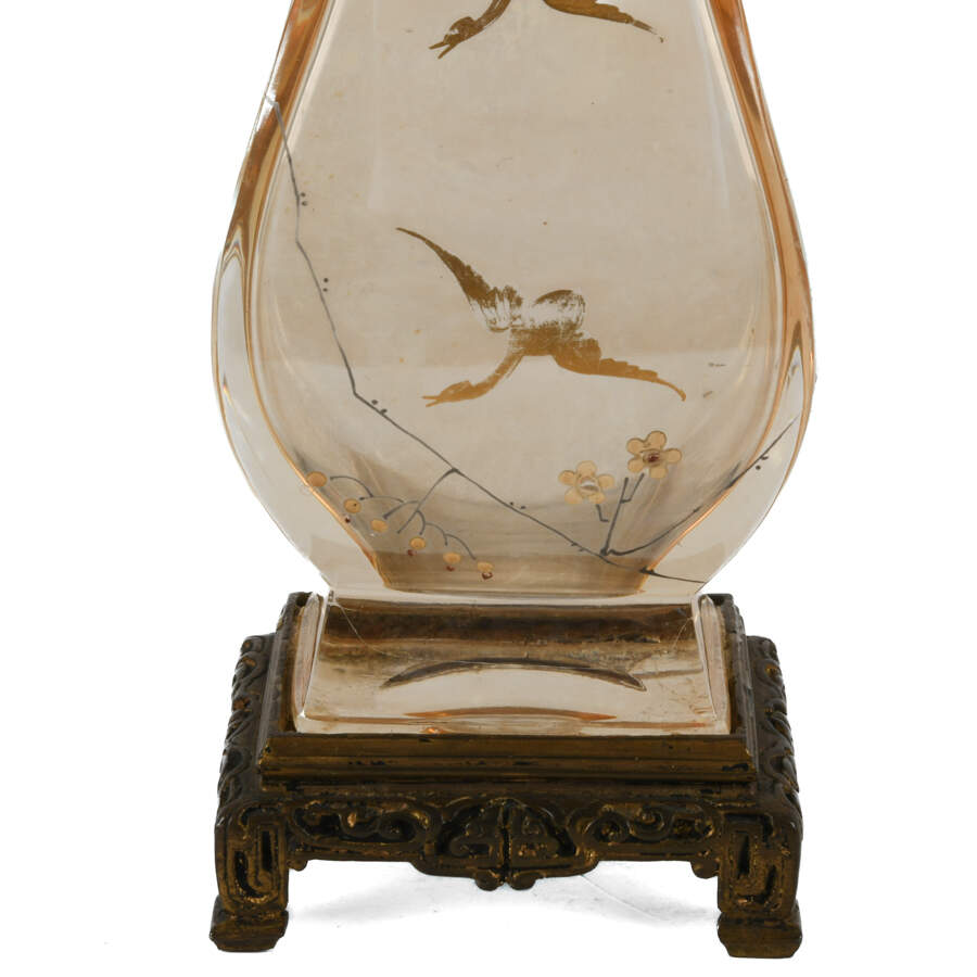 Art Glass Bird Vase on Gilt Base-7