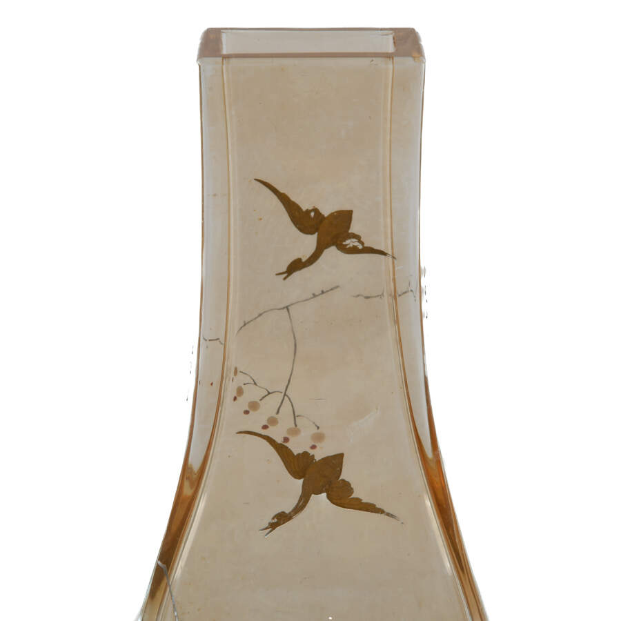 Art Glass Bird Vase on Gilt Base-6