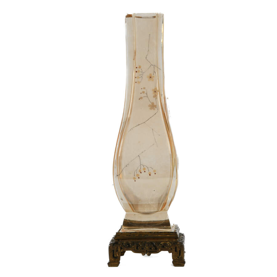 Art Glass Bird Vase on Gilt Base-2