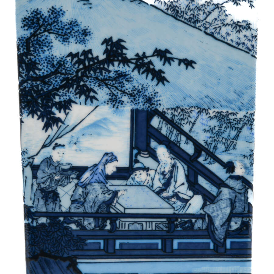 Chinese Blue and White Scene Square Baluster Vase-6