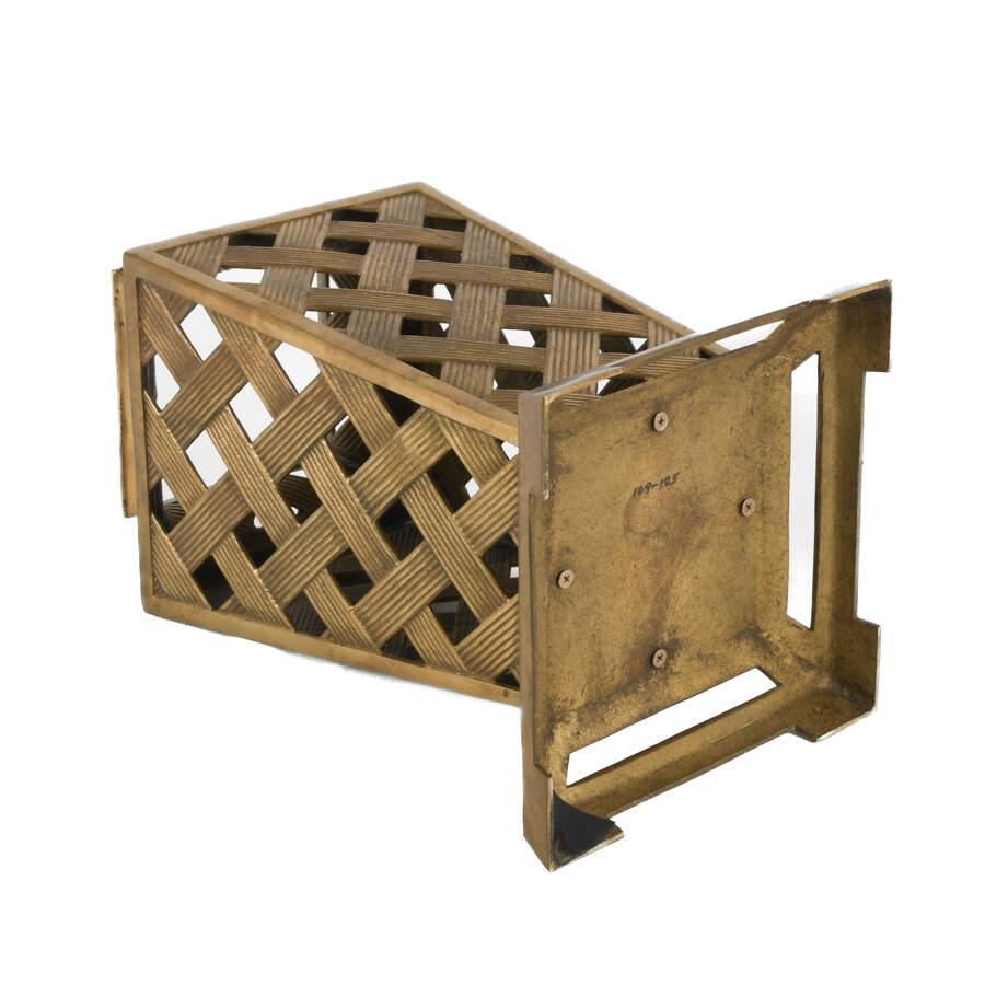 Brass Cut-Out Lattice Weave Vase-6